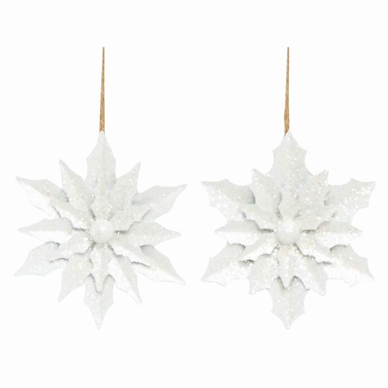 Transpac Metal Glitz Flower Ornament, Set Of 2, Assortment