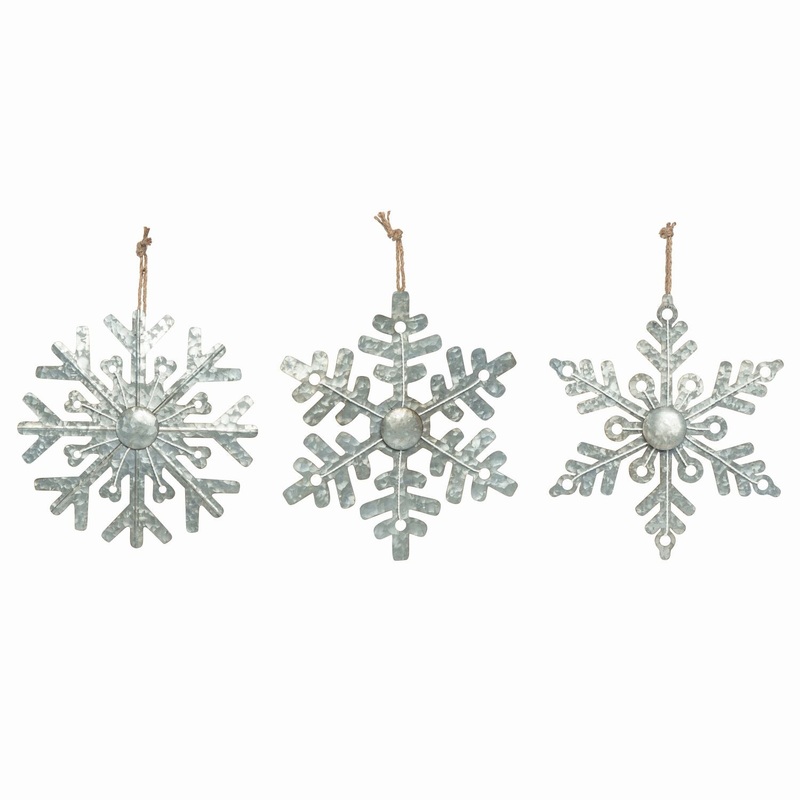 Transpac Metal Rope Accent Snowflake Decor, Set Of 3, Assortment