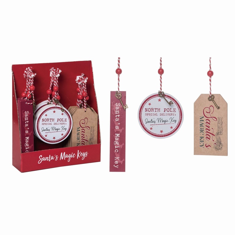 Transpac Metal Santas Magic Key Ornament With Display, Set Of 18