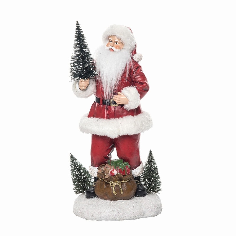 Transpac Resin Bottle Brush Christmas Santa Figurine