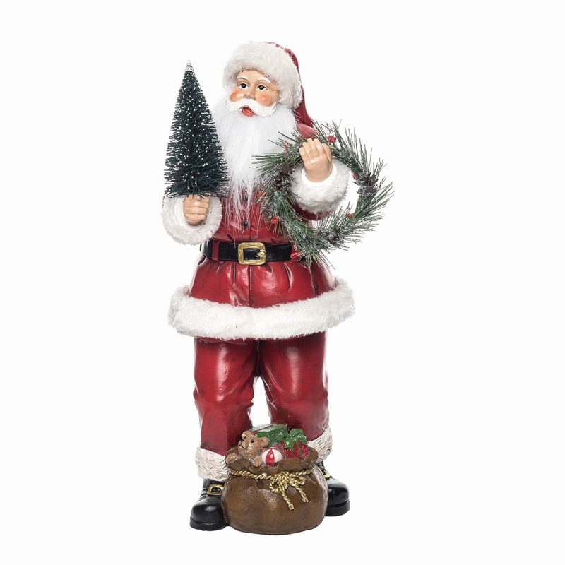 Transpac Resin Bottle Brush Santa Figurine