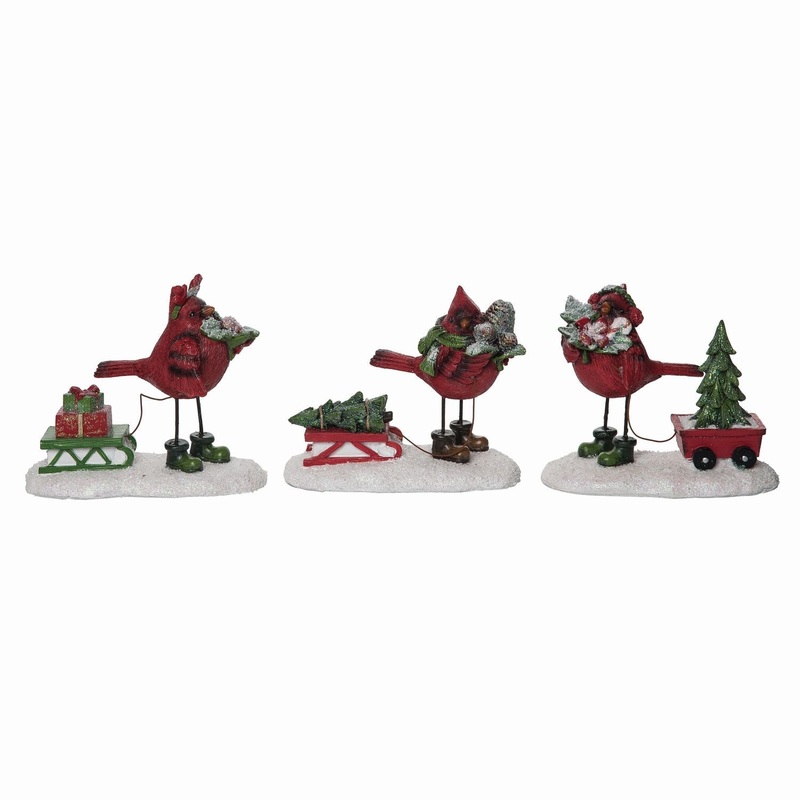 Transpac Resin Cardinal Carting Tree, Set Of 3, Assortment