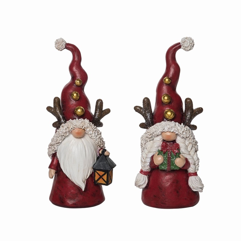 Transpac Resin Christmas Gnome Figurine, Set Of 2, Assortment