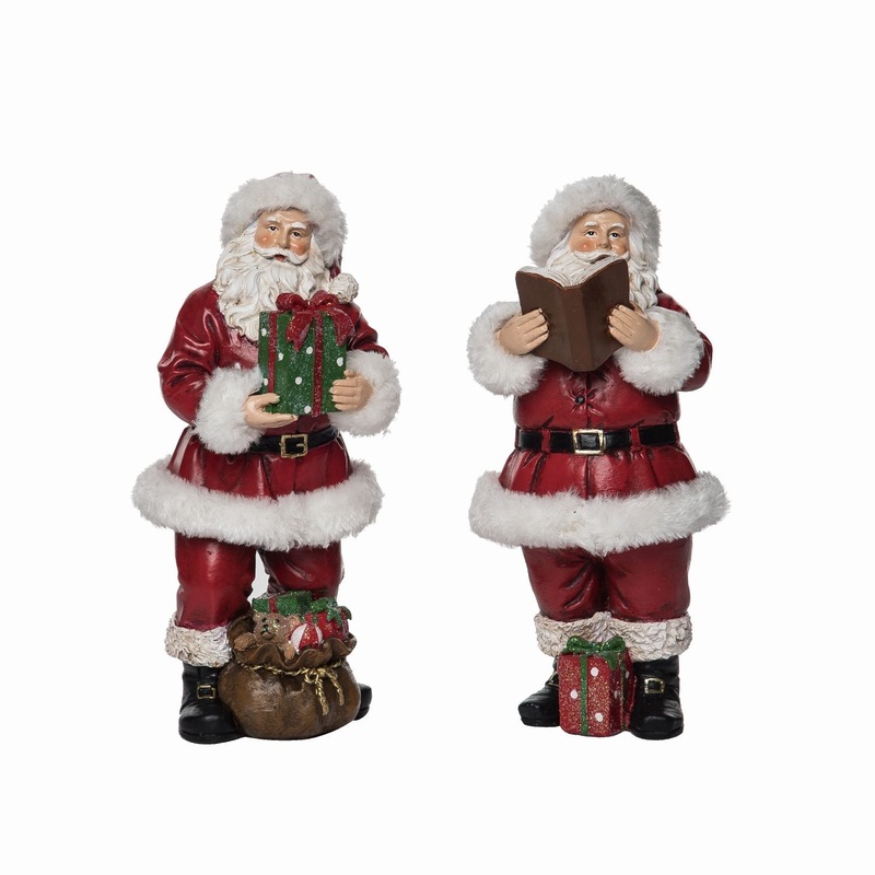 Transpac Resin Fur Hat Santa Figurine, Set Of 2, Assortment