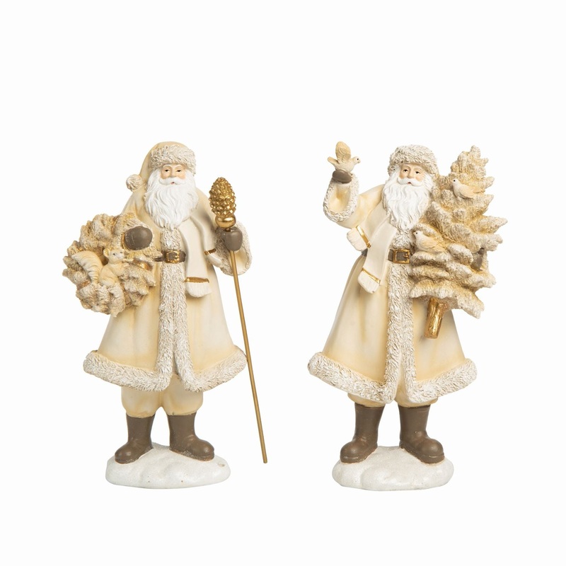 Transpac Resin Gilded Santa Decor, Set Of 2, Assortment