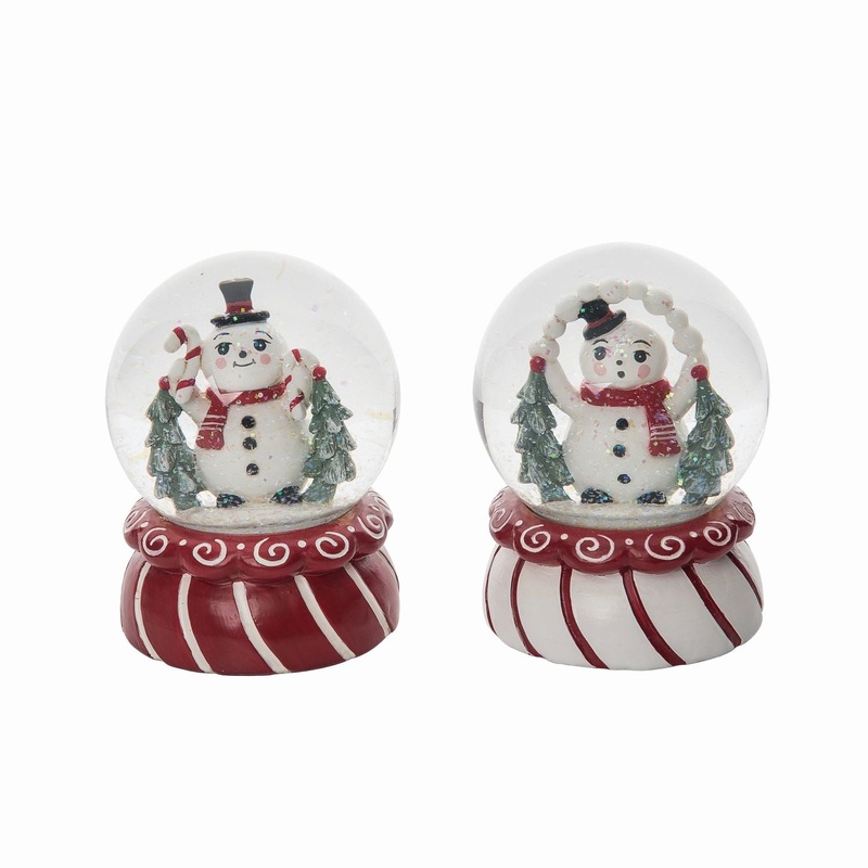 Transpac Resin/Glass Christmas Water Globe, Set Of 2, Assortment