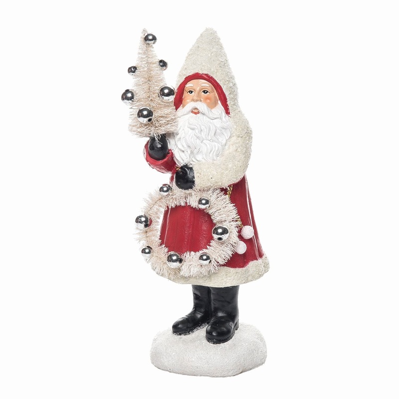 Transpac Resin Old World Santa & Tree Figurine