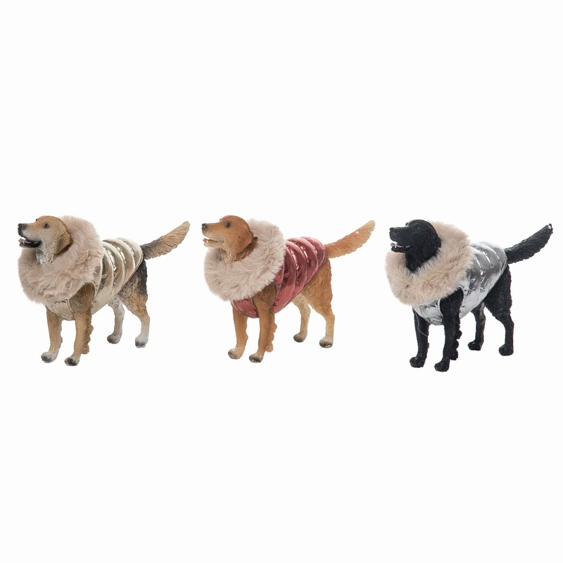 Transpac Resin Puffy Coat Dog Figurine, Set Of 3, Assortment
