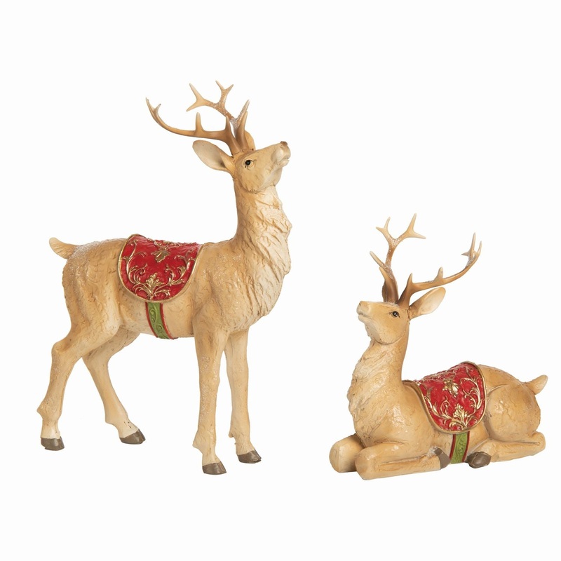 Transpac Resin Rustic Reindeer Figurine, Set Of 2, Assortment