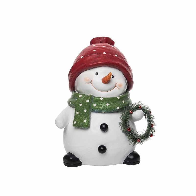 Transpac Resin Snowman & Wreath Decor