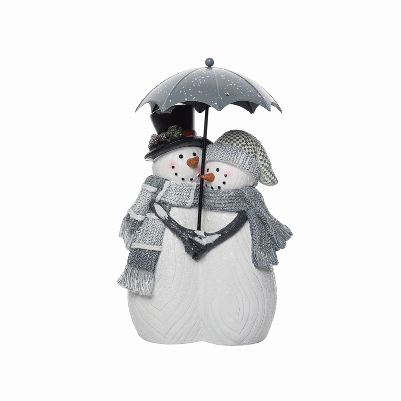 Transpac Resin Umbrella Snow Couple Decor