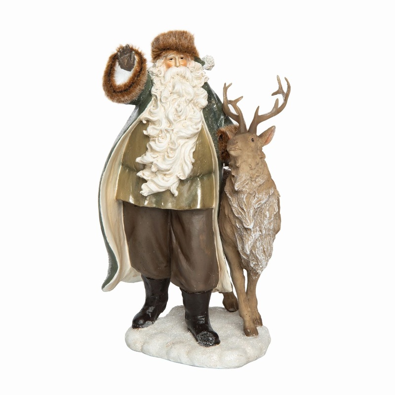 Transpac Resin Woodland Santa & Reindeer Decor