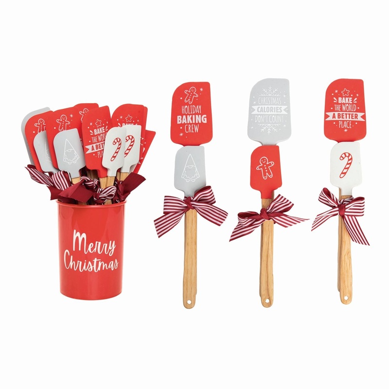 Transpac Silicone Christmas Large/Small Spatula Gift Set, Set Of 12