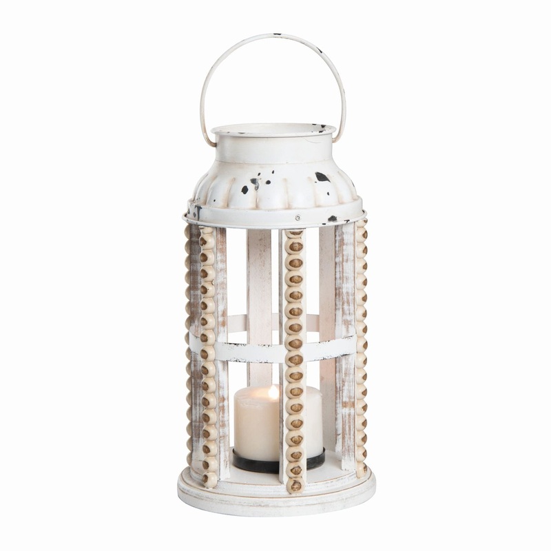 Transpac Small Wood Hobnail Decorative Lantern
