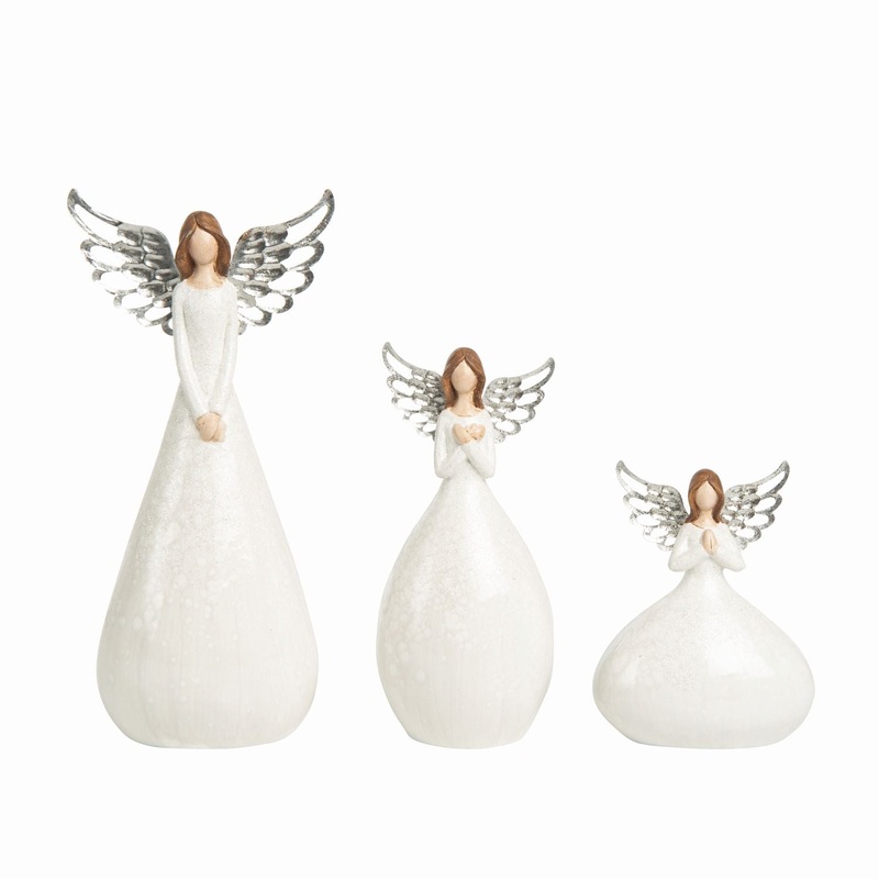 Transpac Terra Cotta Winged Angel Decor, Set Of 3
