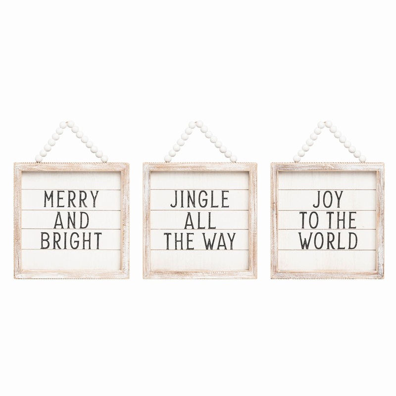 Transpac Wood Hanging Slat Decor, Set Of 3, Assortment