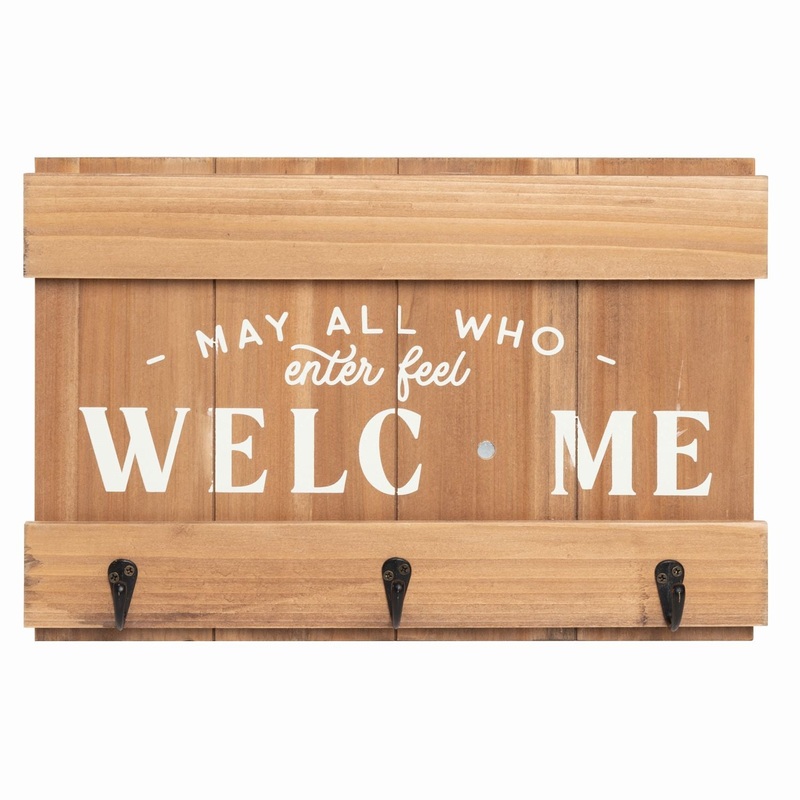 Transpac Wood Magnetic Interchangeable Welcome Sign With Hooks