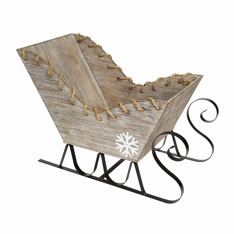Transpac Wood Rustic Sleigh Decor