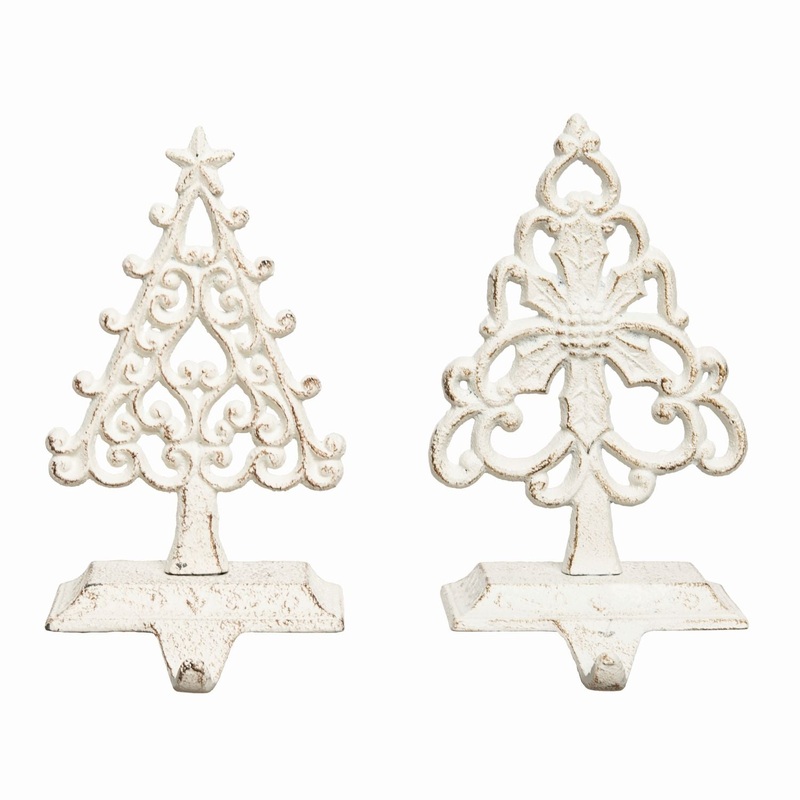 Transpac Cast Iron Ornate Tree Stocking Hanger, Set Of 2, Assortment