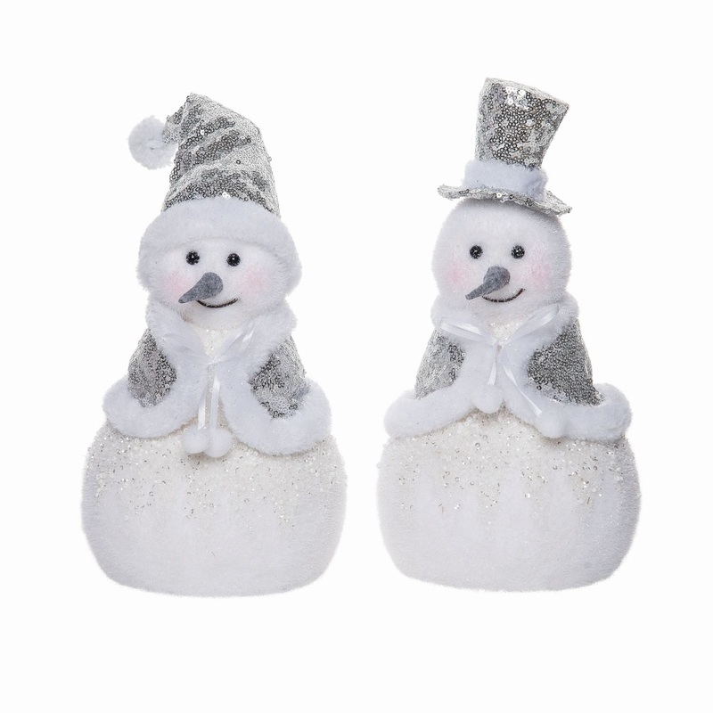 Transpac Foam Glitz Snowman Decor, Set Of 2, Assortment