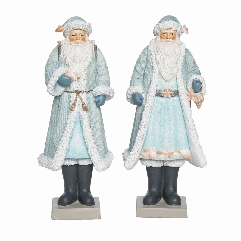 Transpac Large Resin Coastal Blue Santa Decor, Set Of 2, Assortment
