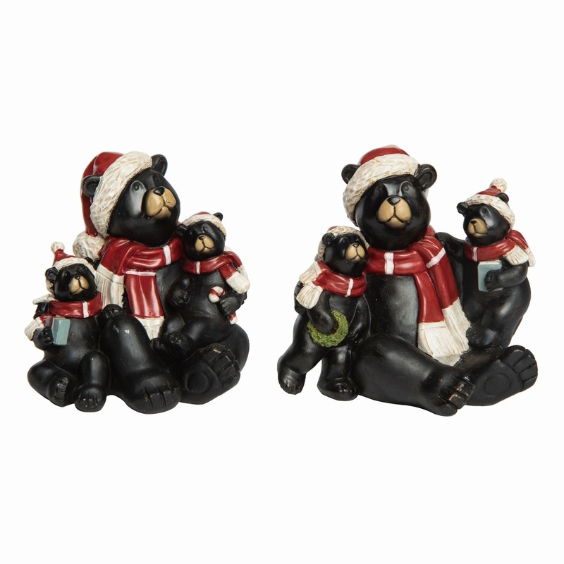 Transpac Large Resin Rustic Christmas Bear Figurine, Set Of 2, Assortment