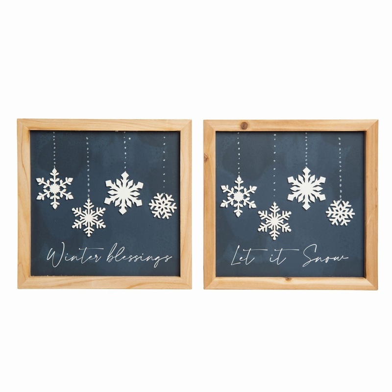 Transpac MDF Beaded Snowflake Decor, Set Of 2, Assortment
