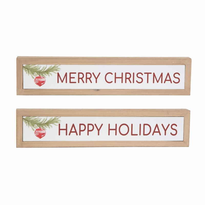 Transpac MDF Christmas Block Decor, Set Of 2, Assortment