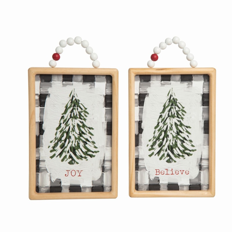 Transpac MDF Christmas Tree Decor, Set Of 2, Assortment