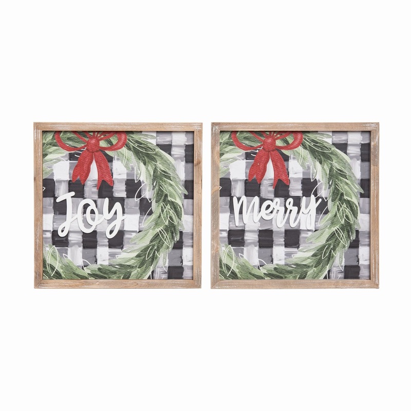 Transpac MDF Framed Wreath Wall Art, Set Of 2, Assortment