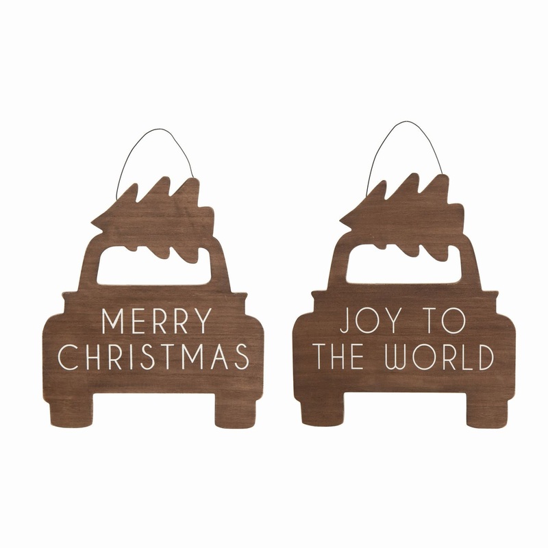 Transpac MDF Holiday Truck Hanging Decor, Set Of 2, Assortment