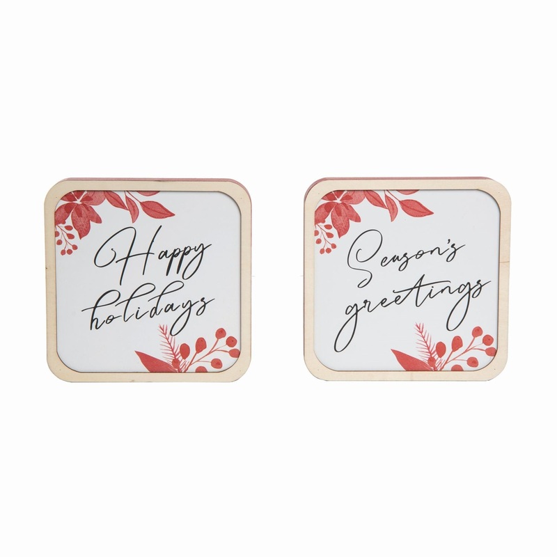 Transpac MDF Wood Frame Block Decor, Set Of 2, Assortment