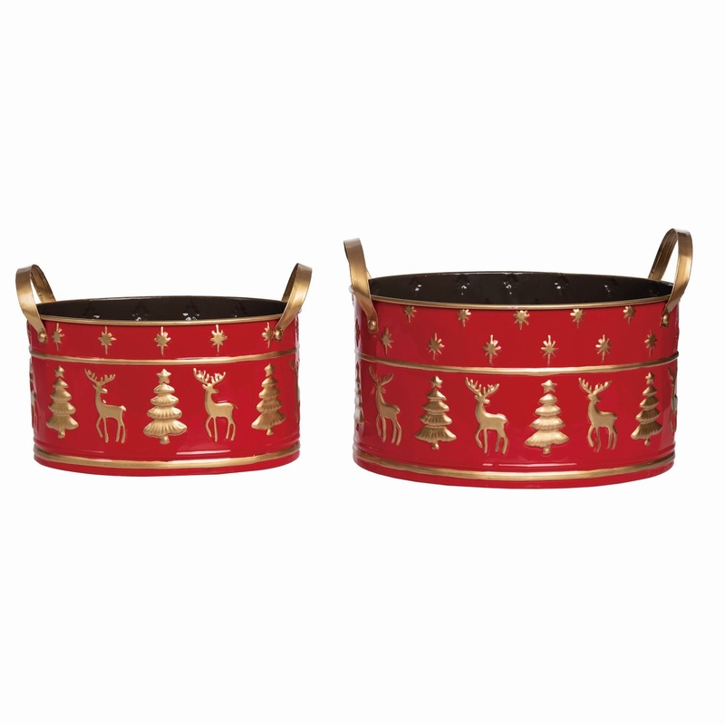 Transpac Metal Christmas Nested Buckets, Set Of 2