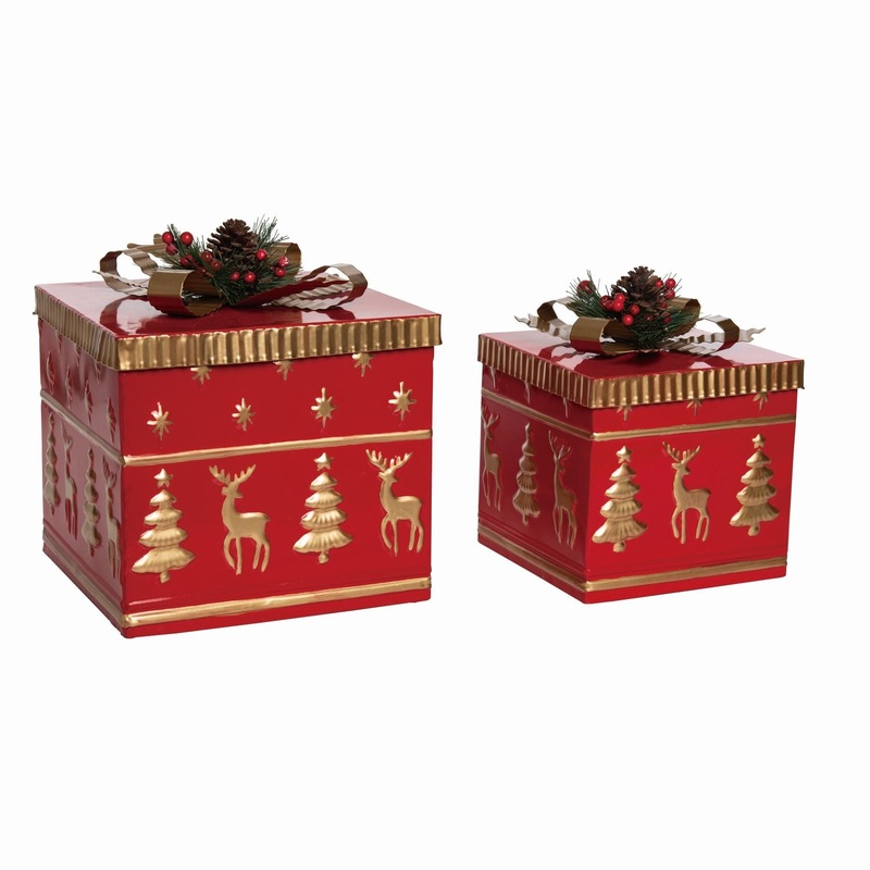Transpac Metal Christmas Nesting Presents, Set Of 2
