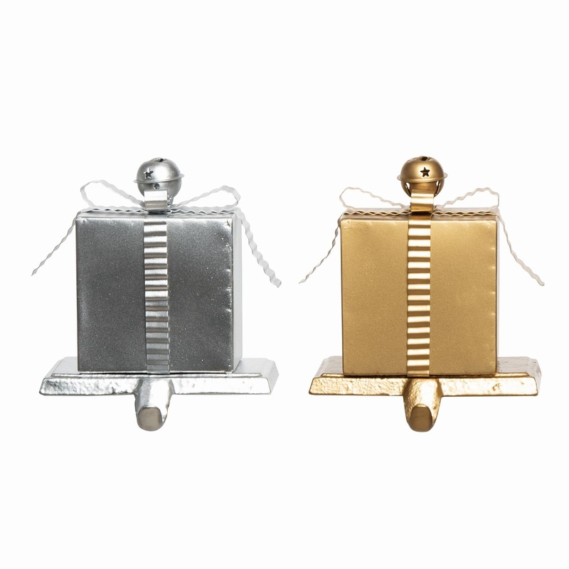 Transpac Metal Glitz Gift Stocking Holder, Set Of 2, Assortment