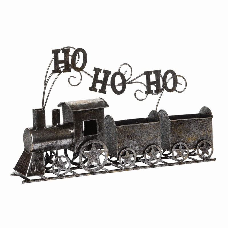 Transpac Metal Metallic Train On Track Decor