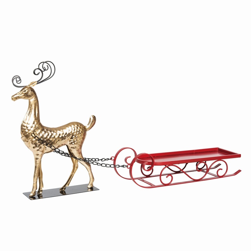 Transpac Metal Reindeer & Sled Decor