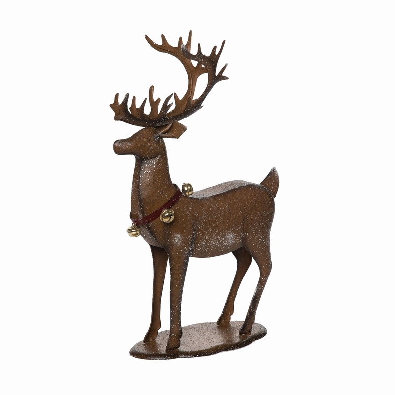Transpac Metal Standing Reindeer With Bells