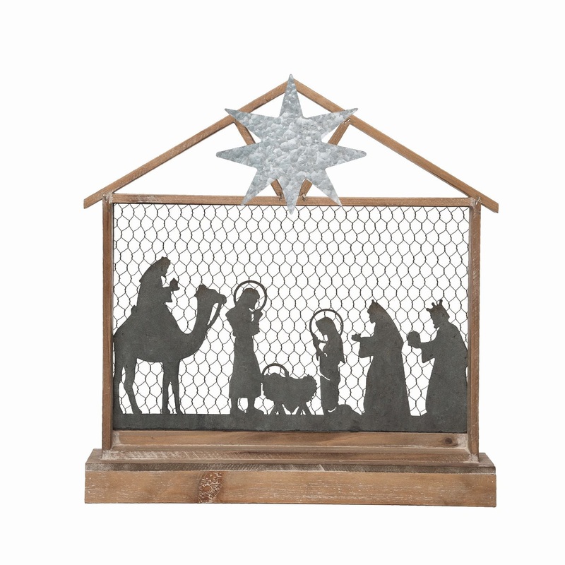 Transpac Metal / Wood Nativity Scene