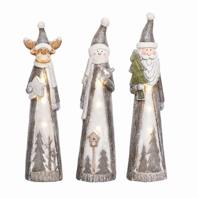 Transpac MgO Light Up White Christmas Decor, Set Of 3, Assortment