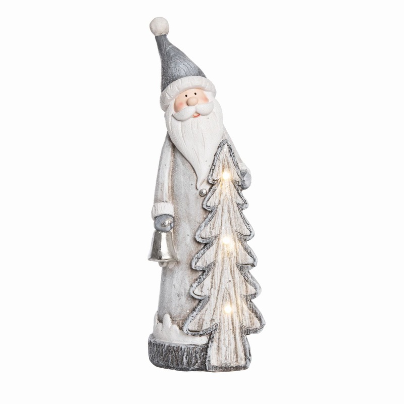 Transpac MgO Light Up White Christmas Santa Decor