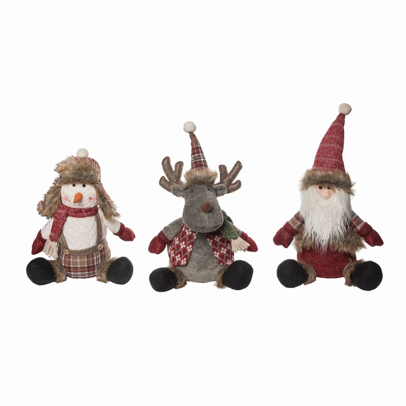 Transpac Plush Rustic Christmas Pal, Set Of 3, Assortment