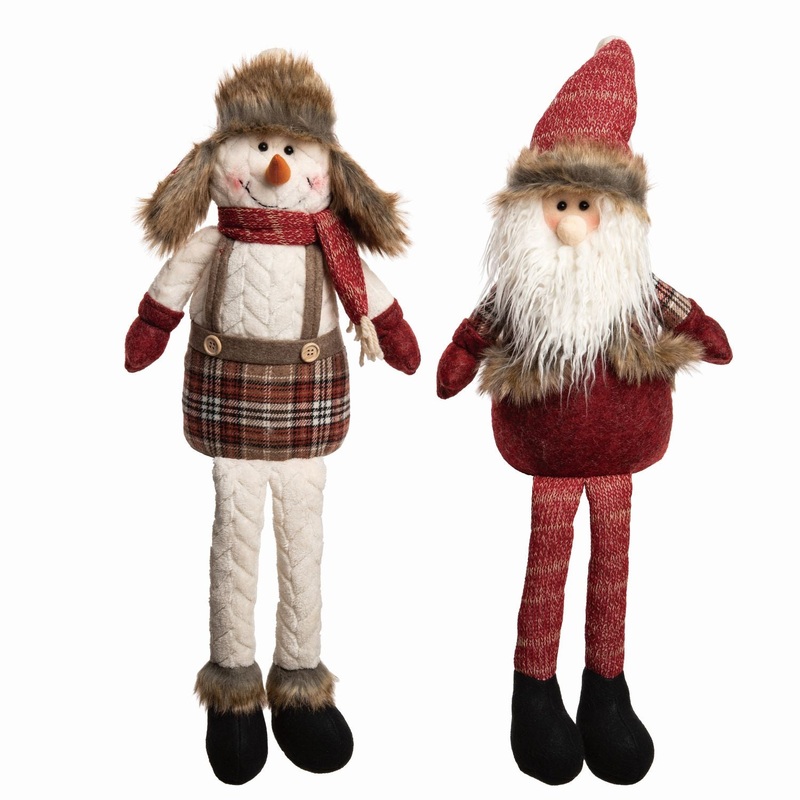 Transpac Plush Rustic Long Leg Sitter, Set Of 2, Assortment