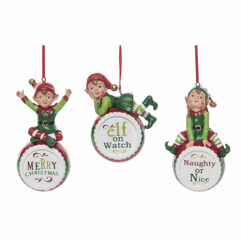 Transpac Resin Bright Elf Ornament, Set Of 3, Assortment