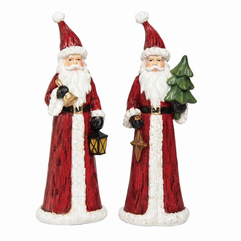 Transpac Resin Classic Rustic Resin Classic Rustic Santa Decor, Set Of 2, Asst.