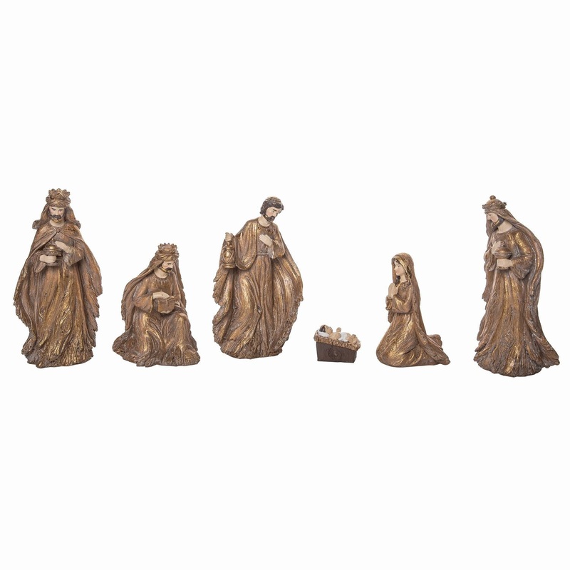 Transpac Resin Elegant Gilded Nativity, Set Of 6