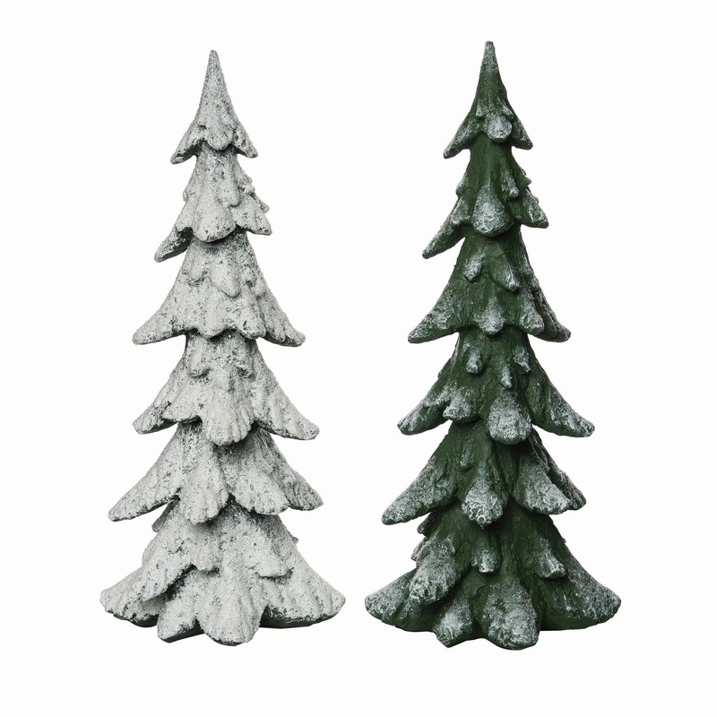 Transpac Resin Evergreen Tree Decor, Set Of 2, Assortment