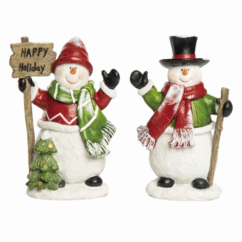 Transpac Resin Jolly Snowman Decor, Set Of 2, Assortment