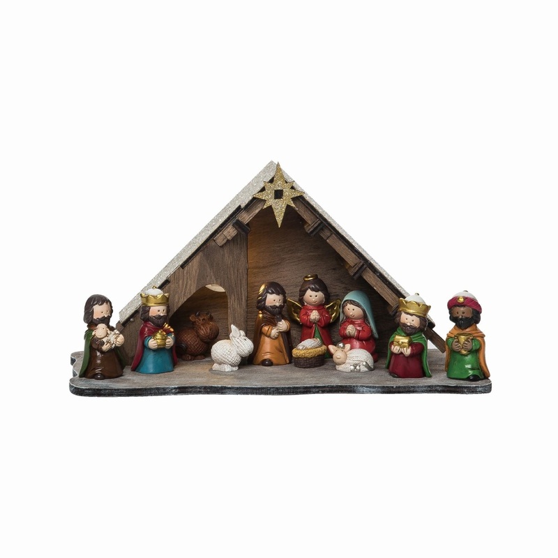 Transpac Resin Light Up Children Nativity Figurine, Set Of 12