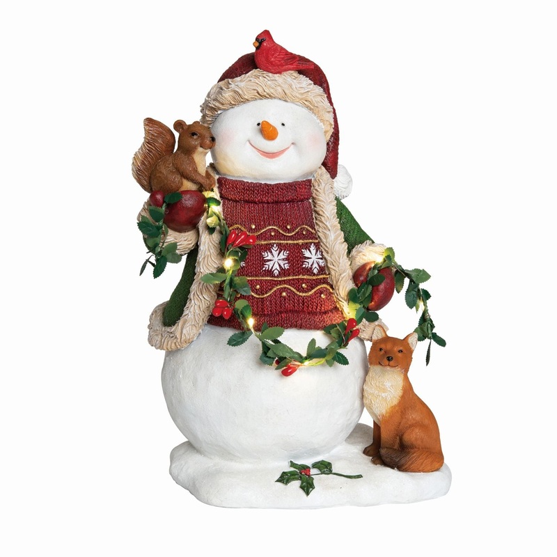 Transpac Resin Light Up Musical Cottage Snowman Decor